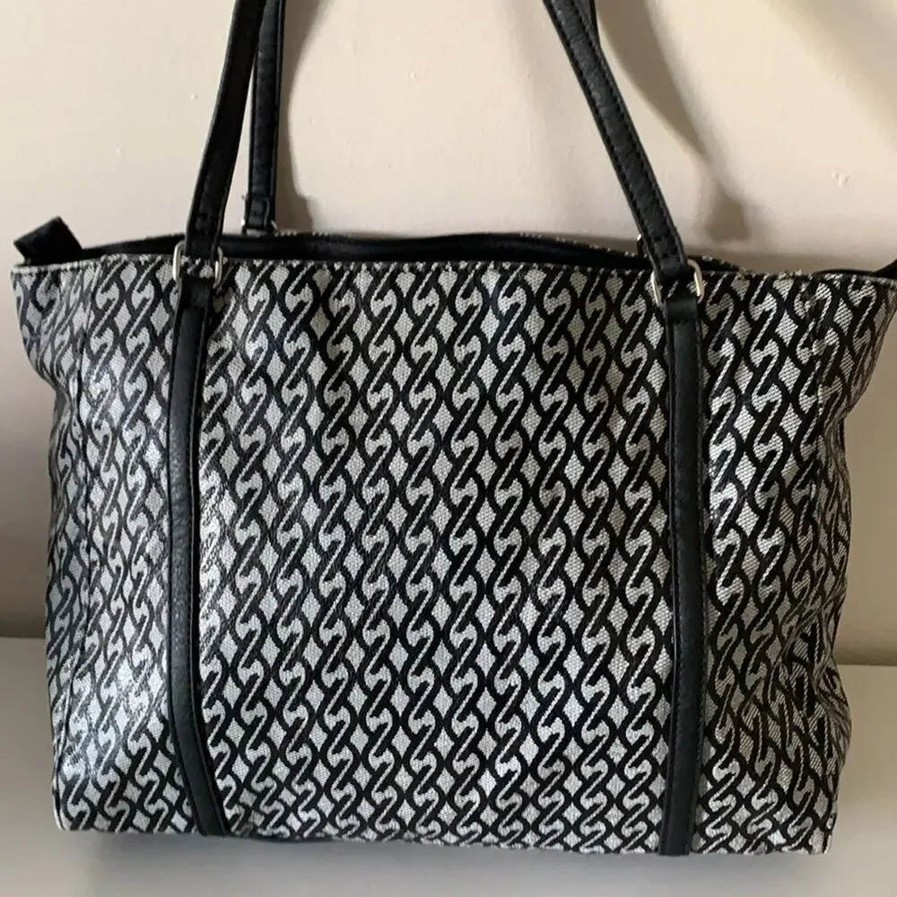Nine West Jacquard Handbag Black and Gray